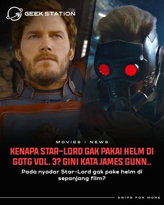 Kalau kata James Gunn, alasan Star-Lord gak pakai helm di film GOTG Vol. 3, simply karena doi buru-buru waktu mau pergi nyelamatin Rocket.

Padahal, helmnya masih ada di rak meja Star-Lord di Knowhere.

Sepatu boots rocket andalannya juga gak dipakai lagi, karena jet pack buatan Rocket jauh lebih canggih.

James juga ngejelasin bahwa meskipun helmnya ancur di GOTG Vol. 2, Star-Lord akhirnya dapat helm baru di film Avengers: Infinity War, entah gimana caranya.

Gitu sih kira-kira..

#starlord #gotgvol3 #guardiansofthegalaxyvol3 #jamesgunn #guardiansofthegalaxy #goth #starlordandgamora #starlordhelmet #mcuindonesia #mcu #marvelindonesiacommunity #marvel #marvelcinematicuniverse