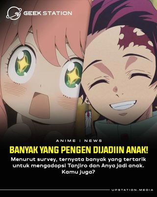 Ngaku deh, kamu pernah kepikiran buat ngadopsi karakter anime jadi anak gak? Kalau iya, ternyata kamu nggak sendirian.

Sebuah survey dari Tora Con asal Jepang, menanyakan hal ini ke publik.

Hasilnya, Anya Forger dan Tanjiro Kamado adalah dua karakter yang paling banyak dipilih para wibu sejati buat dijadikan anak.

Nggak cuman mereka, rupanya ada beberapa  karakter anime lain yang sangat diinginkan untuk dijadikan anak.

Siapa aja? Cek selengkapnya di bio!

#wibuindonesia #tanjiroukamado #anyaforger #demonslayerindonesia #kimetsunoyaibaindo #kimetsunoyaibaindonesia #spyxfamily #spyxfamilyanime #wibuindo #wibubaubawang #wibuharustau #wibulokal #wibulovers #wibutuhupdate #wibunolep #wibuotaku #wibusejati #wibuakut