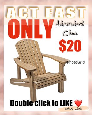 This is a really Good deal on Adirondack chair ! Only $20 + shipping . The best part is that it is just plain so you can color any color you want 😉 Let others know 😉

Link in my Bio to shop 
⚠️ Follow @deals_aholic if you haven’t yet 

⚠️Missing out on deals?

✅ Like our posts and comment. This way Ig will keep showing you our deals in your feed 😉
✅Turn on Post/Story notifications to be alerted when I share a deal ! 
��⚠️Tap in my story for fast  hot deals and clearances. 
Join my FREE Telegram group with the first link in my bio, receive instant notifications on all deals first!

⚠️Disclaimer: I do not own the brand's trademarks, logos, pictures or products posted. I do not intend to infringe on copyright. I find such content available on the internet. Contents are considered fair use. 
Ad ( I earn commission with sales ) 

Snagged it? Wanna tag a friend?  Drop their names below 

Prices, promotions and codes are valid at the time posted but it can expire at anytime. If so let me know 

https://amzn.to/45zEEj2