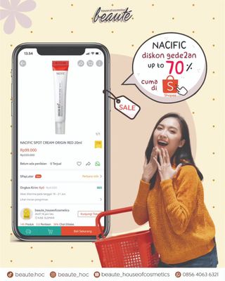 NACIFIC DISKON GEDE2AN !!!
Buruan cek shopee nya beaute deh, nacifi lagi cuci gudang,
diskonnya up to 70%!!! all product yah beauters.
mulai dari serum, toner, essence, lipstick, dan masih banyak lagi

jangan sampe kehabisan, buruan checkout di shopee! 🥰

OUR OFFICIAL CONTACT :
WA : 0856-4063-6321
Shopee : beaute_houseofcosmetics
Tiktok : @beaute.hoc

✨ Beauté Store
📍Jl ringroad utara, ruko sumber baru square II blok L
✨ Beauté nail art ( didalam store Beauté )
✨ Beauté nail art babarsari
📍jl. baladewa, tambakbayan, caturtunggal, depok, sleman(didalam burjo borneo babarsari)

#skincarejogja #skincareroutine #makeup #makeupjogja #beauty #nailartdesign #nailarts #nailartjogja #nailartjogjamurah #nailartaddict #drugstore #drugstoremakeup #tokoskincare #tokomakeup #tokokosmetikmurah #tokoskincaremurah