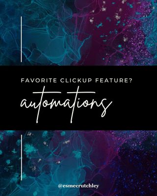 You know this one would be on my list somewhere!

At this point, I don't think I have a single list that doesn't have some kind of automation running on it. Either inside the list using ClickUp Automations, or to get data into the list using Make or Zapier.

Do you use @clickup automations? What's your most used automation?

#SystemsAndGlitter #Automations #Productivity #ProductivityTools 

https://esme.fyi/insta