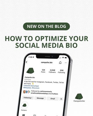 Hot off the virtual presses: Optimizing Your Social Media Bio 💥  Your bio may feel like a small thing – but do it right, and it can have major impact. We should know. We’re in the bio biz. 

Peep the blog for 5 things every good social media bio needs. Spoiler: One is a Campsite.bio, because we’re loveably self-aggrandizing like that. 

Read the whole post in the bio link ⚡️