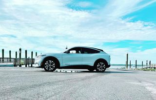 Impromptu photo shoot with Luna! @jimellisford Loving these pics in my historic hometown. #stmarysgeorgia #machemom #evlife #ford #mustangmache #evlifestyle #jimellisford #evcars