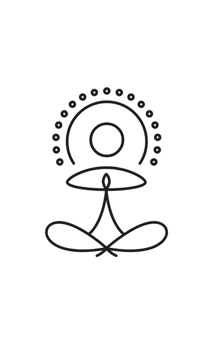 Drawing of stick figure in yoga pose 